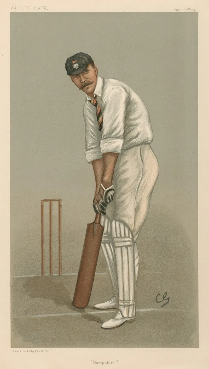 Vanity Fair Cricket Hampshire Captain Edward Wynyard 25 August 1898 Wall Art by Francis Carruthers Gould - High-Resolution Digital Print