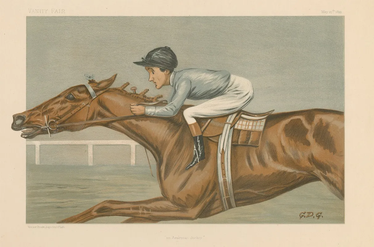 Vanity Fair Jockeys An American Jockey Tod Sloane May 25 1899 Wall Art by Godfrey Douglas Giles - High-Resolution Digital Print
