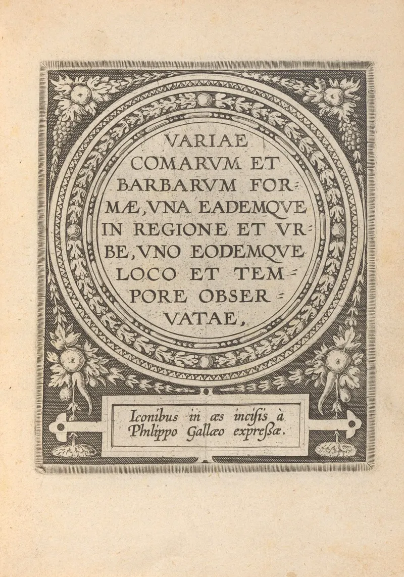 Variae Comarum Et Barbarum Formae Title Page Wall Art by Philip Galle - High-Resolution Digital Print