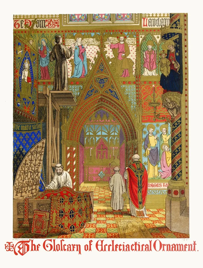 Various Examples Of Church Furniture And Decoration Wall Art by Augustus Pugin - High-Resolution Digital Print