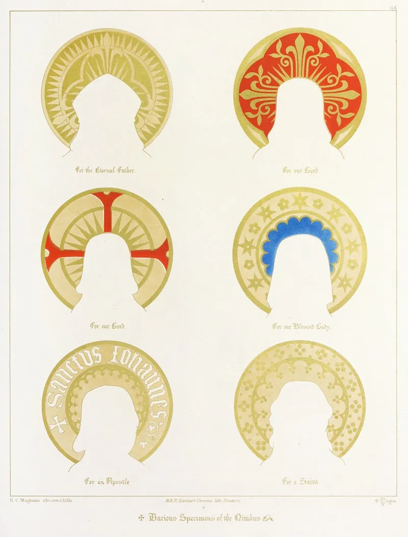 Various Forms Of The Nimbus Wall Art by Augustus Pugin - High-Resolution Digital Print