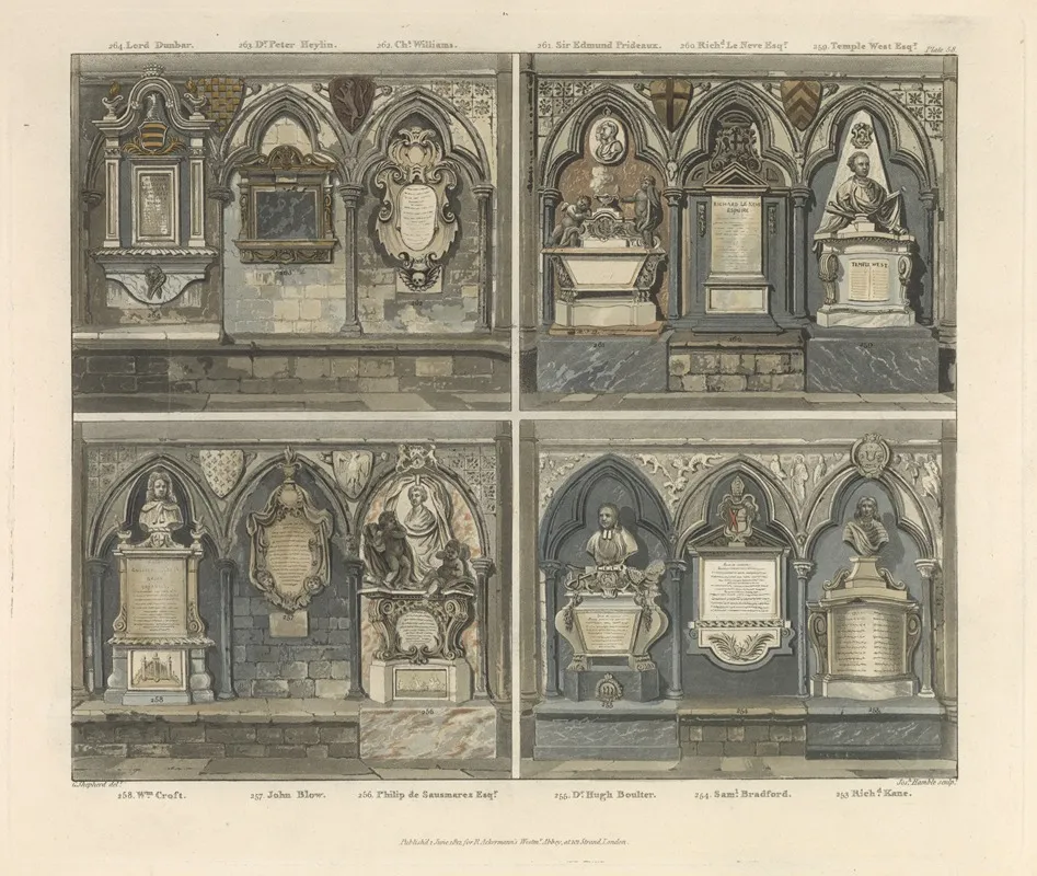 Various Memorials In Westminster Wall Art by J. R. Hamble - High-Resolution Digital Print