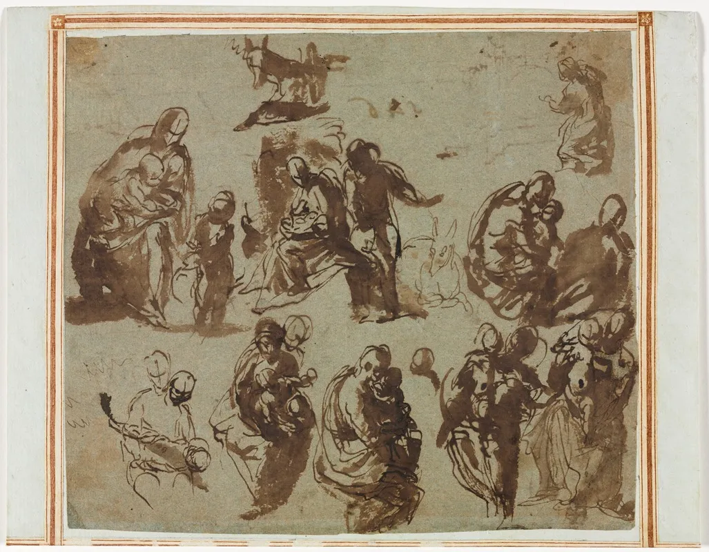 Various Sketches Of The Madonna And Child Wall Art by Paolo Veronese - High-Resolution Digital Print