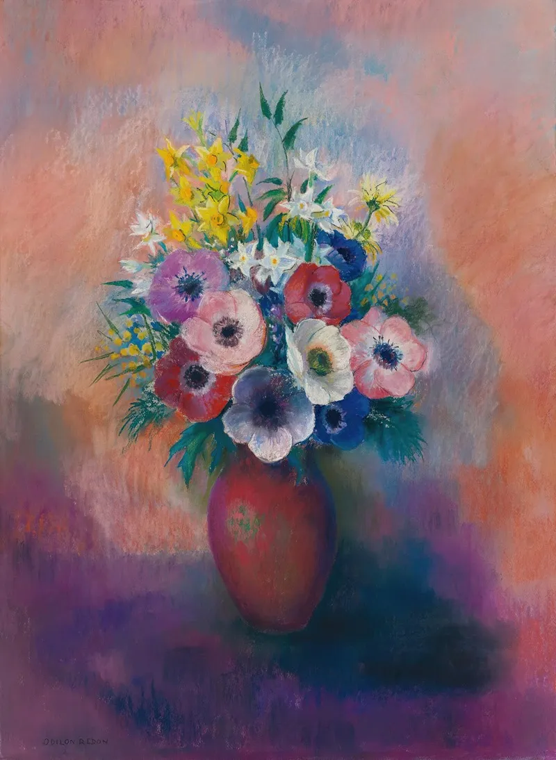 Vase Danemones Wall Art by Odilon Redon - High-Resolution Digital Print