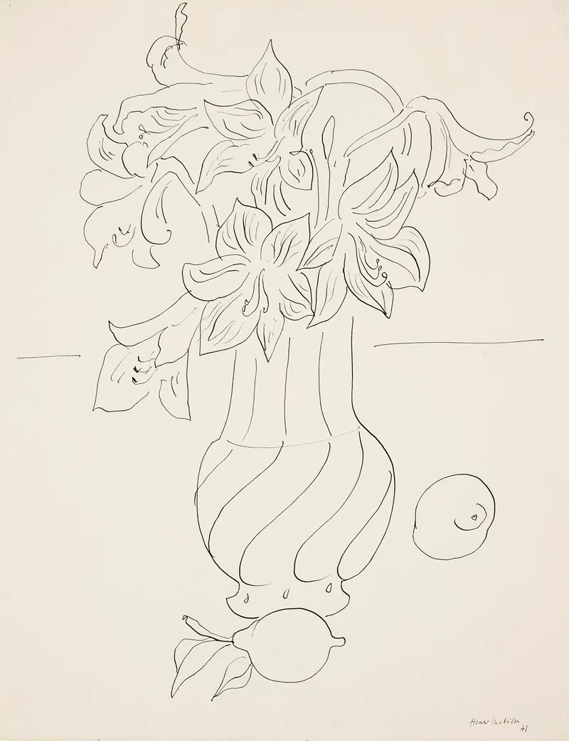 Vase De Fleurs Et Citrons Sur Un Entablement Wall Art by Henri Matisse - High-Resolution Digital Print