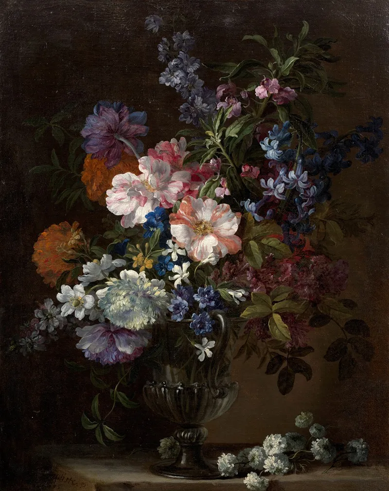 Vase De Fleurs Sur Un Entablement