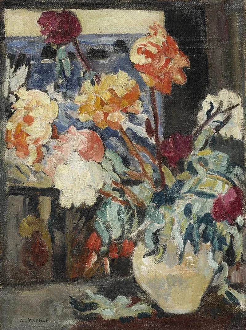Vase De Pivoines Devant Une Fenetre Wall Art by Louis Valtat - High-Resolution Digital Print