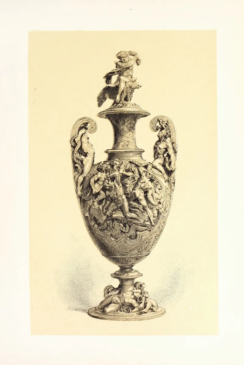 Vase In Silver Repousse Work The Subject Representing Jupiter Warring With The Titans Wall Art by John Charles Robinson - High-Resolution Digital Print
