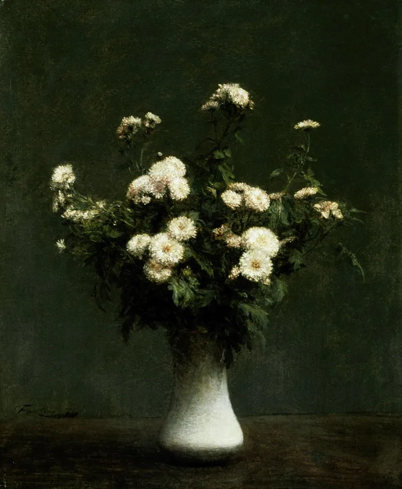 Vase Of Chrysanthemums Wall Art by Henri Fantin-Latour - High-Resolution Digital Print