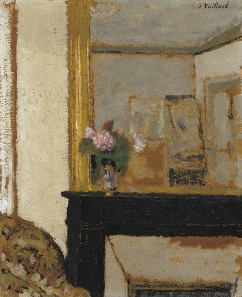 Vase Of Flowers On A Mantelpiece