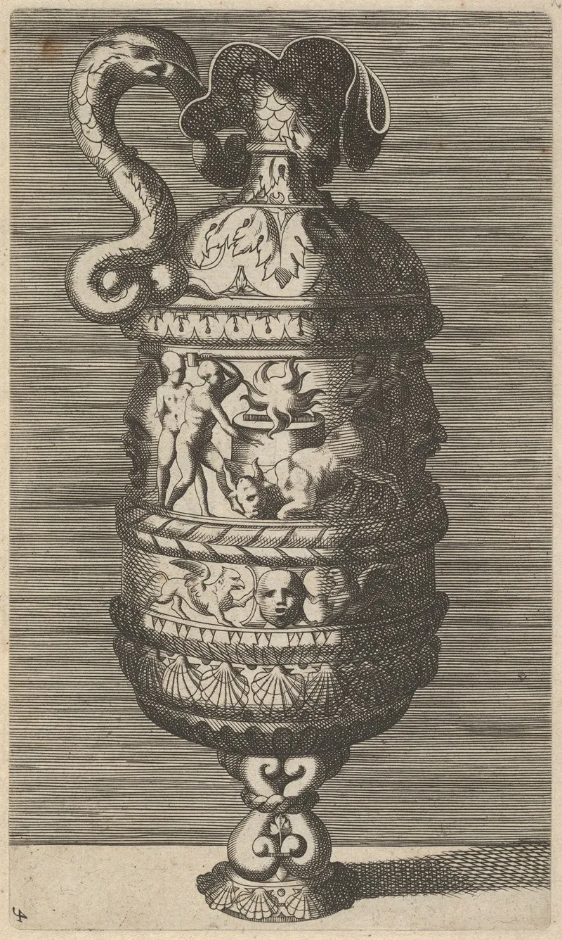 Vase With A Sacrificial Scene Wall Art by René Boyvin - High-Resolution Digital Print