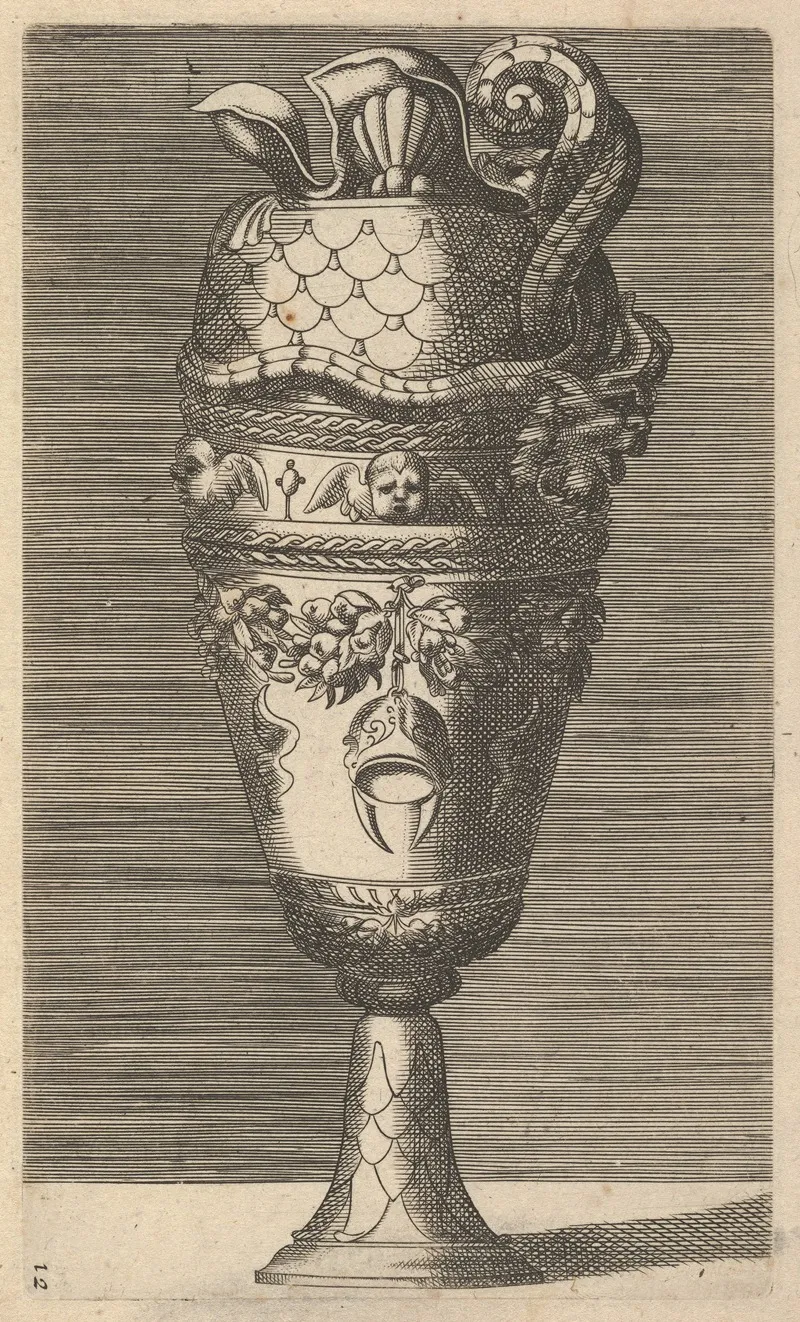 Vase With Cherubs And A Helmet Wall Art by René Boyvin - High-Resolution Digital Print