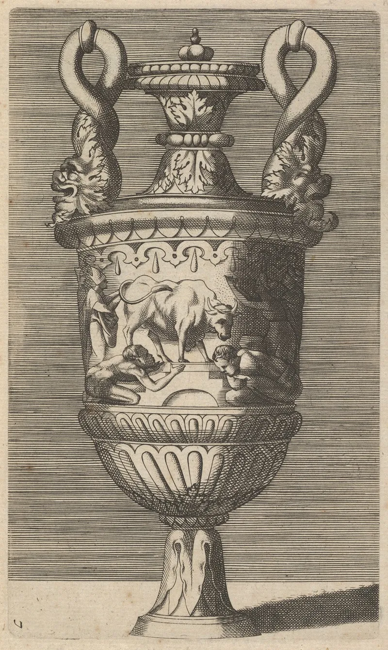 Vase With The Veneration Of A Bull Wall Art by René Boyvin - High-Resolution Digital Print