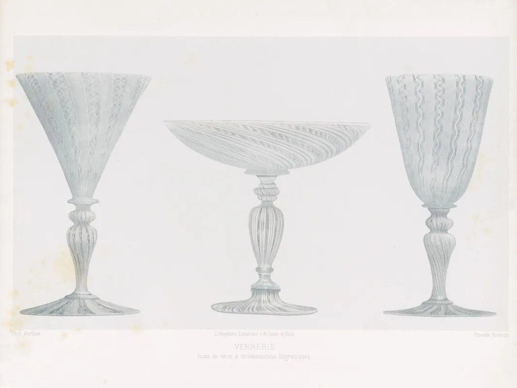 Vases De Verre A Ornementations Filigraniques Wall Art by Joseph Rose Lemercier - High-Resolution Digital Print