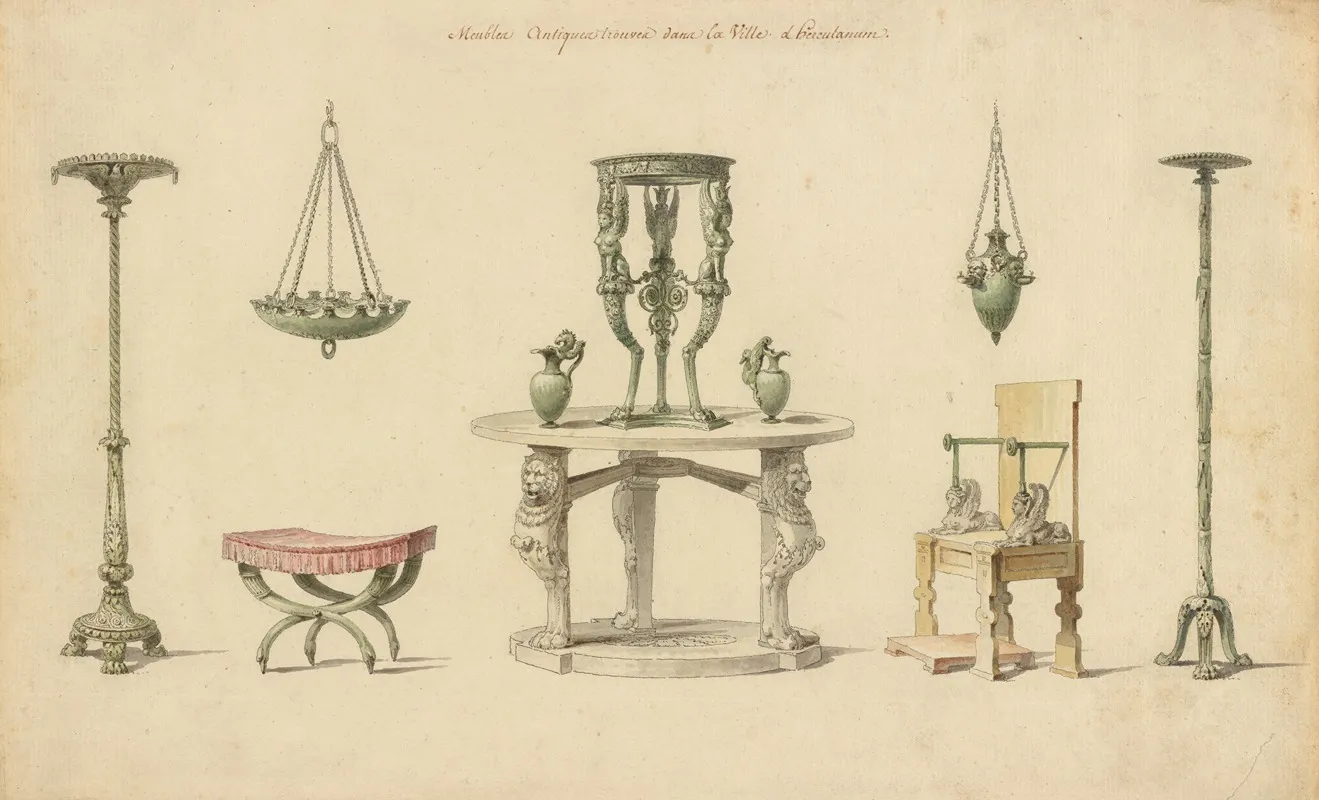 Vases Furniture And Objects Discovered At Herculaneum