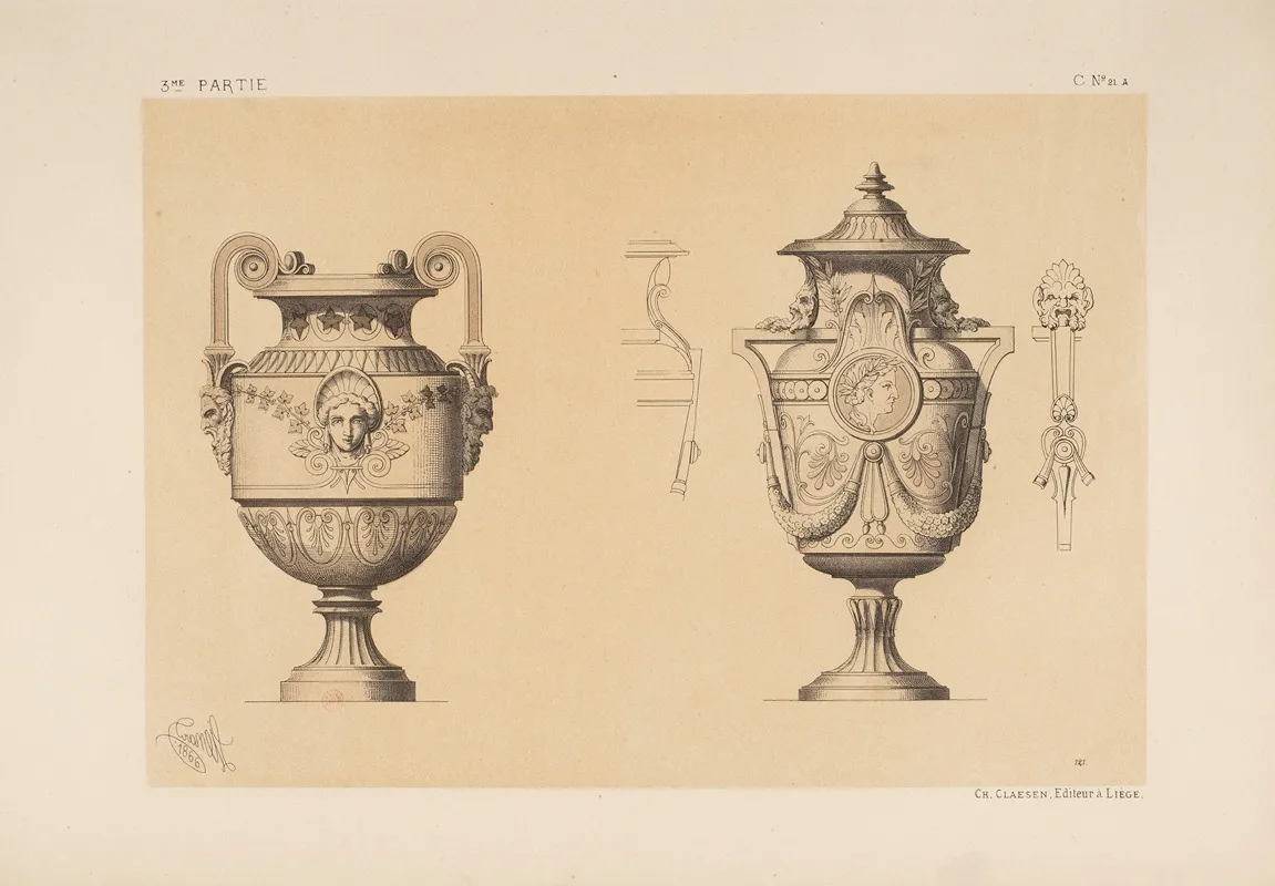 Vases Pour Ceramique Genre Neo Grec 2 Wall Art by Michel Liénard - High-Resolution Digital Print