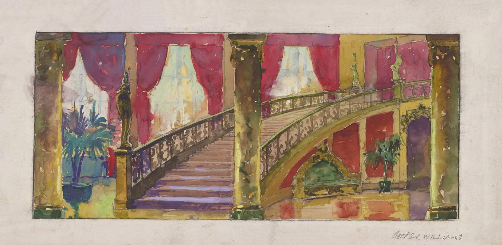 Vaudeville Grand Staircase Of Mansion Wall Art by George Williams - High-Resolution Digital Print