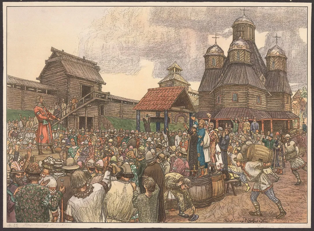 Veche In Pskov Wall Art by Apollinary Vasnetsov - High-Resolution Digital Print