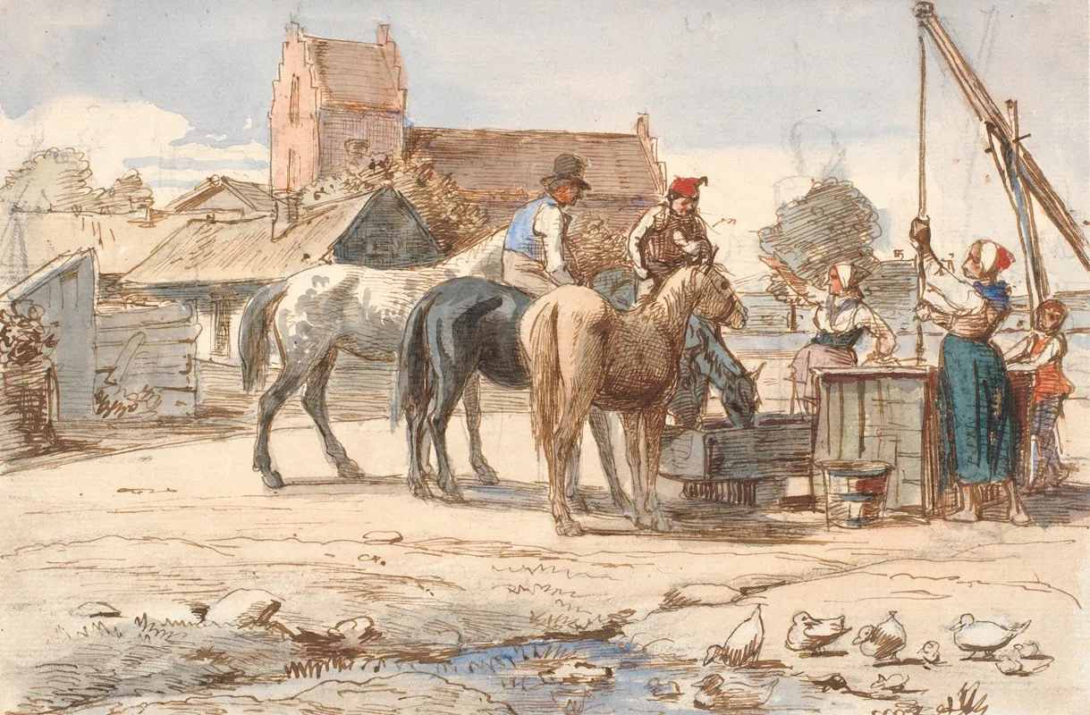 Ved Bronden Uden For Landsbyen Wall Art by Wilhelm Marstrand - High-Resolution Digital Print
