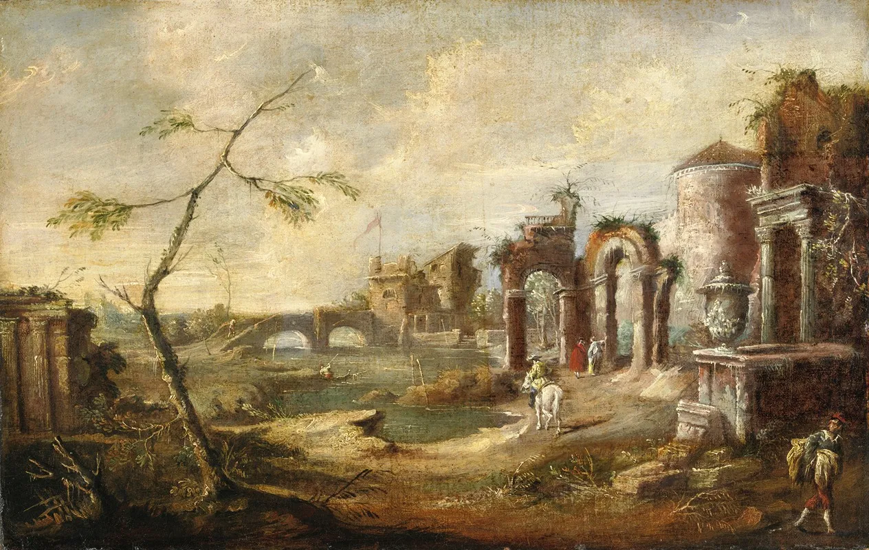 Veduta Fantastica Con Rovine Wall Art by Bartolomeo Pedon - High-Resolution Digital Print
