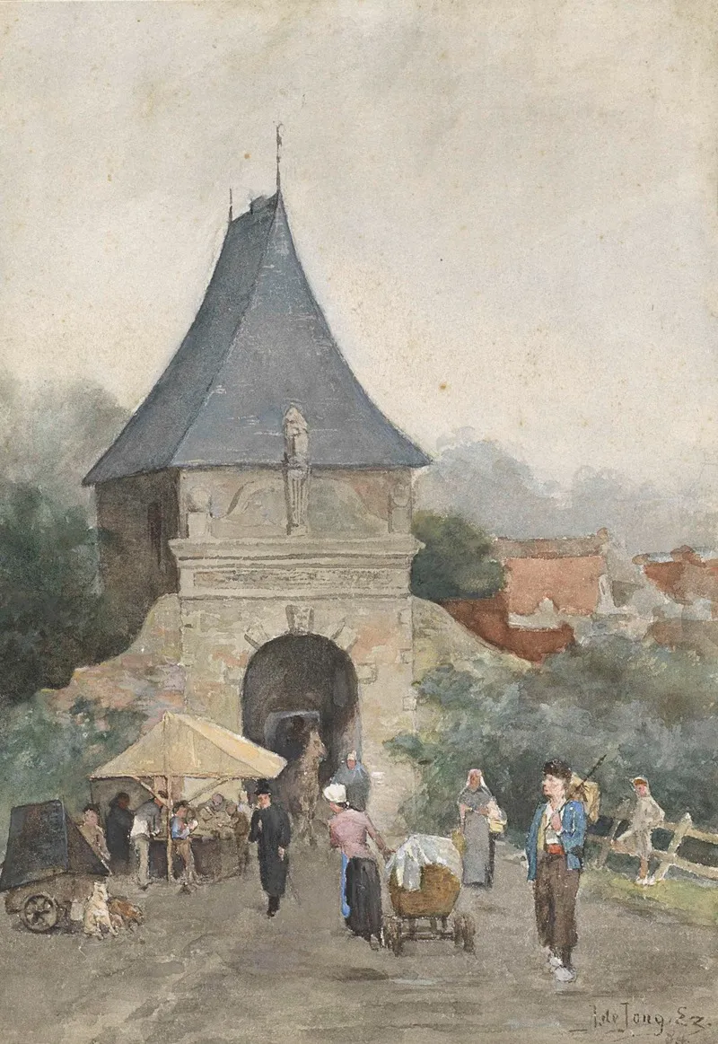 Veerpoort Te Schoonhoven Wall Art by J. de Jong Ezn - High-Resolution Digital Print