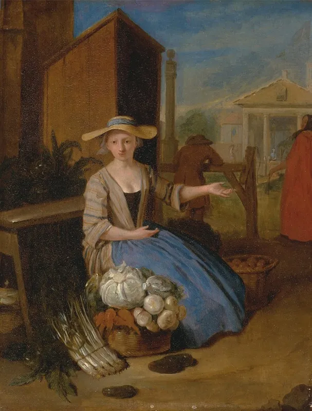 Vegetable Seller Covent Garden Wall Art by Pieter Angillis - High-Resolution Digital Print
