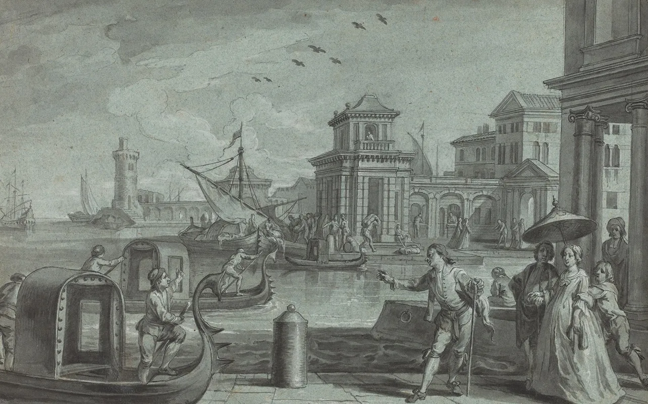 Venetian Fantasy With The Dogana Wall Art by Johann Wolfgang Baumgartner - High-Resolution Digital Print