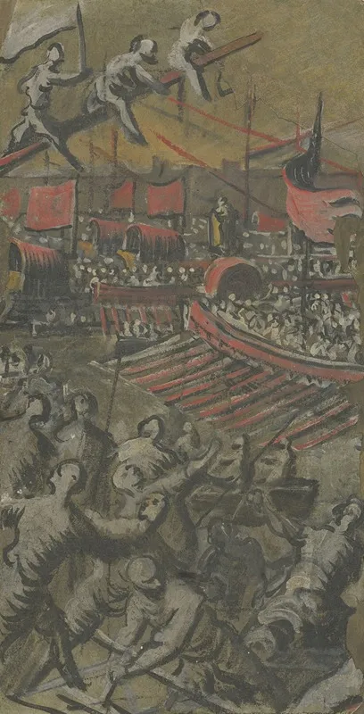 Venetian Ships Attacking Constantinople Wall Art by Domenico Tintoretto - High-Resolution Digital Print