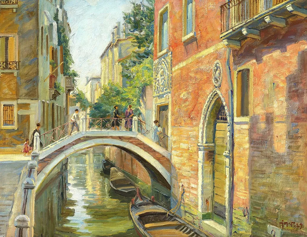 Veneziansk Kanalparti Wall Art by Johannes Wilhjelm - High-Resolution Digital Print