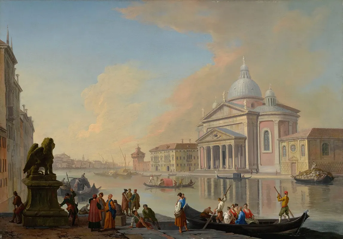 Venice A Capriccio View Of The Grand Canal Towards The Punta Della Dogana Wall Art by Johann Richter - High-Resolution Digital Print