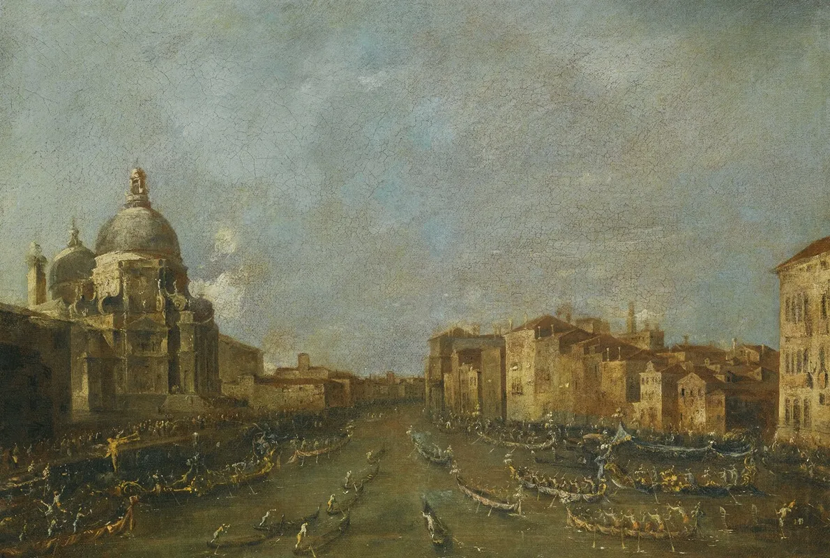 Venice A Festival On The Grand Canal Near Santa Maria Della Salute Wall Art by Francesco Guardi - High-Resolution Digital Print