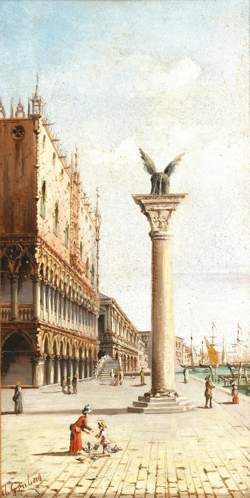 Venice A View Of Palazzo Ducale And St Marks Column Wall Art by Marco Grubas - High-Resolution Digital Print