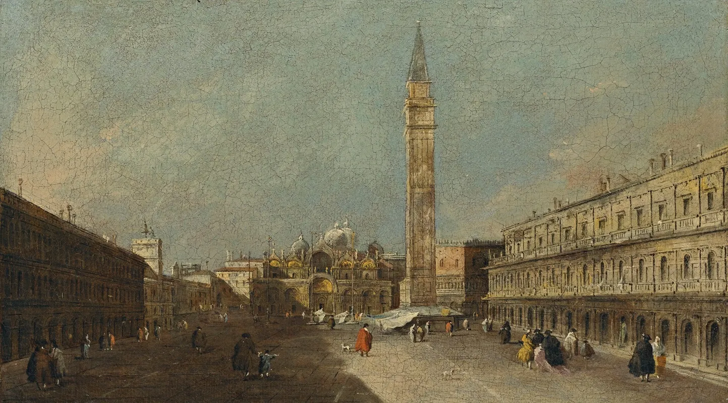 Venice A View Of Piazza San Marco Looking East Towards The Basilica Wall Art by Francesco Guardi - High-Resolution Digital Print