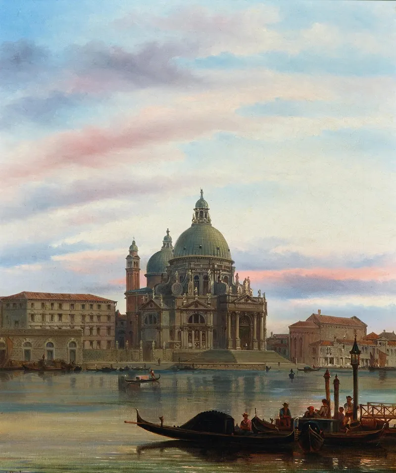 Venice A View Of Santa Maria Della Salute Wall Art by Felice Auguste Rezia - High-Resolution Digital Print