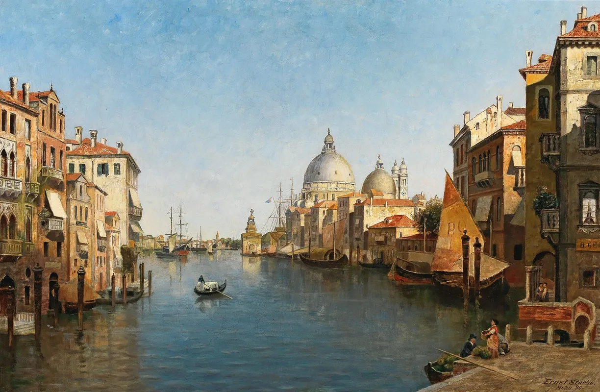 Venice A View Of The Grand Canal 2 Wall Art by Ernst Stache - High-Resolution Digital Print