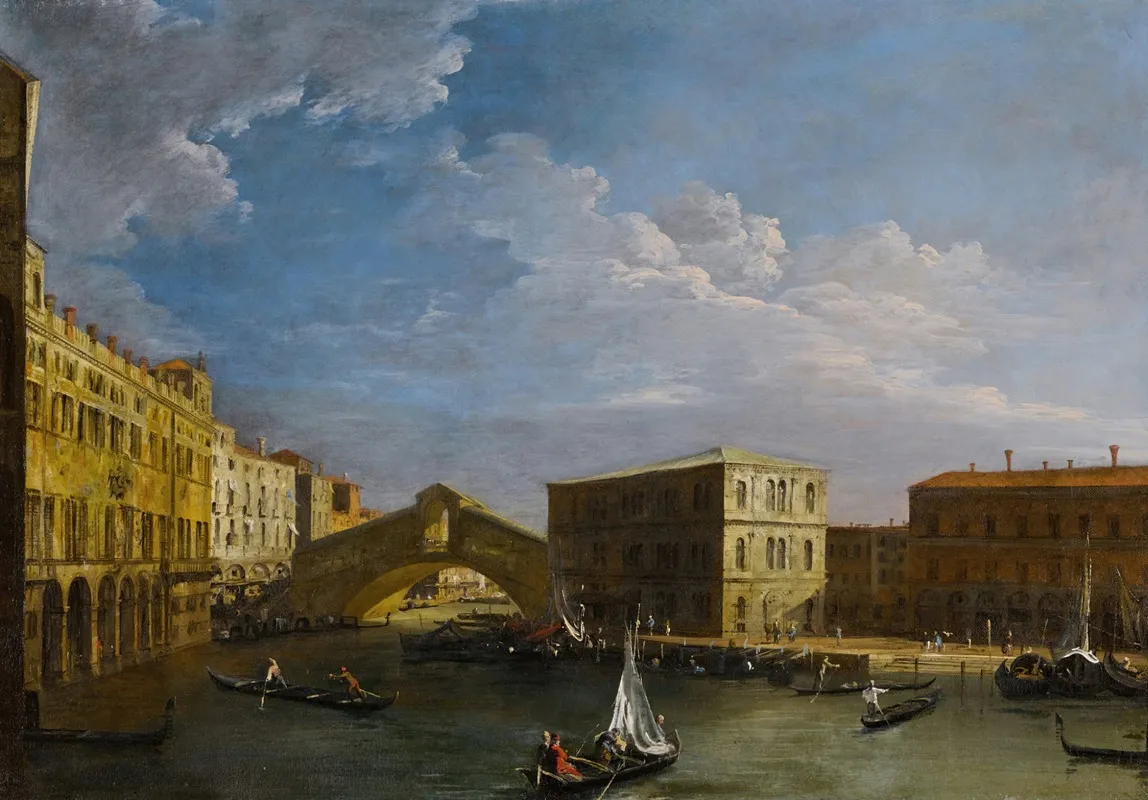 Venice A View Of The Grand Canal And The Rialto Bridge From The North