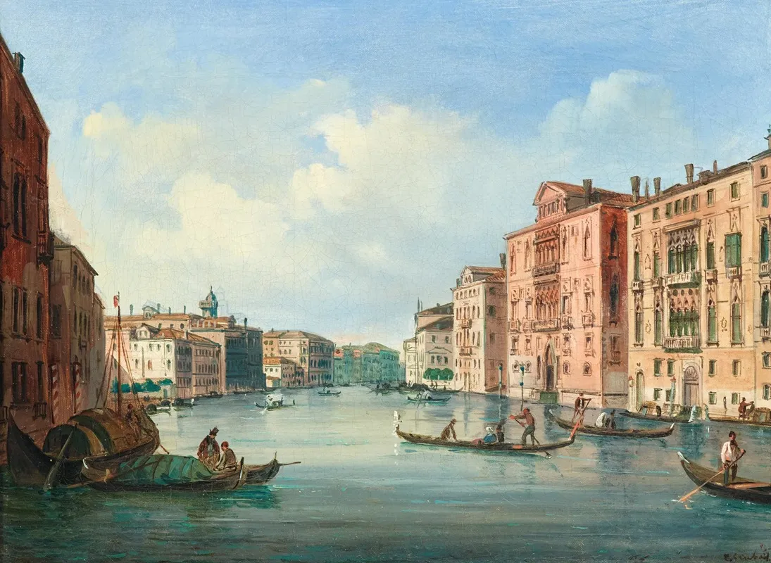 Venice A View Of The Grand Canal With Palazzo Cavalli Franchetti And Palazzo Barbaro Wall Art by Carlo Grubacs - High-Resolution Digital Print