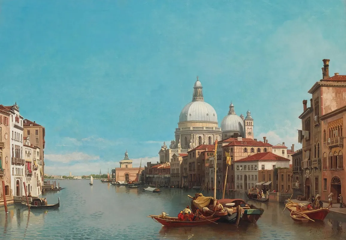 Venice A View Of The Grand Canal With Santa Maria Della Salute 2 Wall Art by François Antoine Bossuet - High-Resolution Digital Print