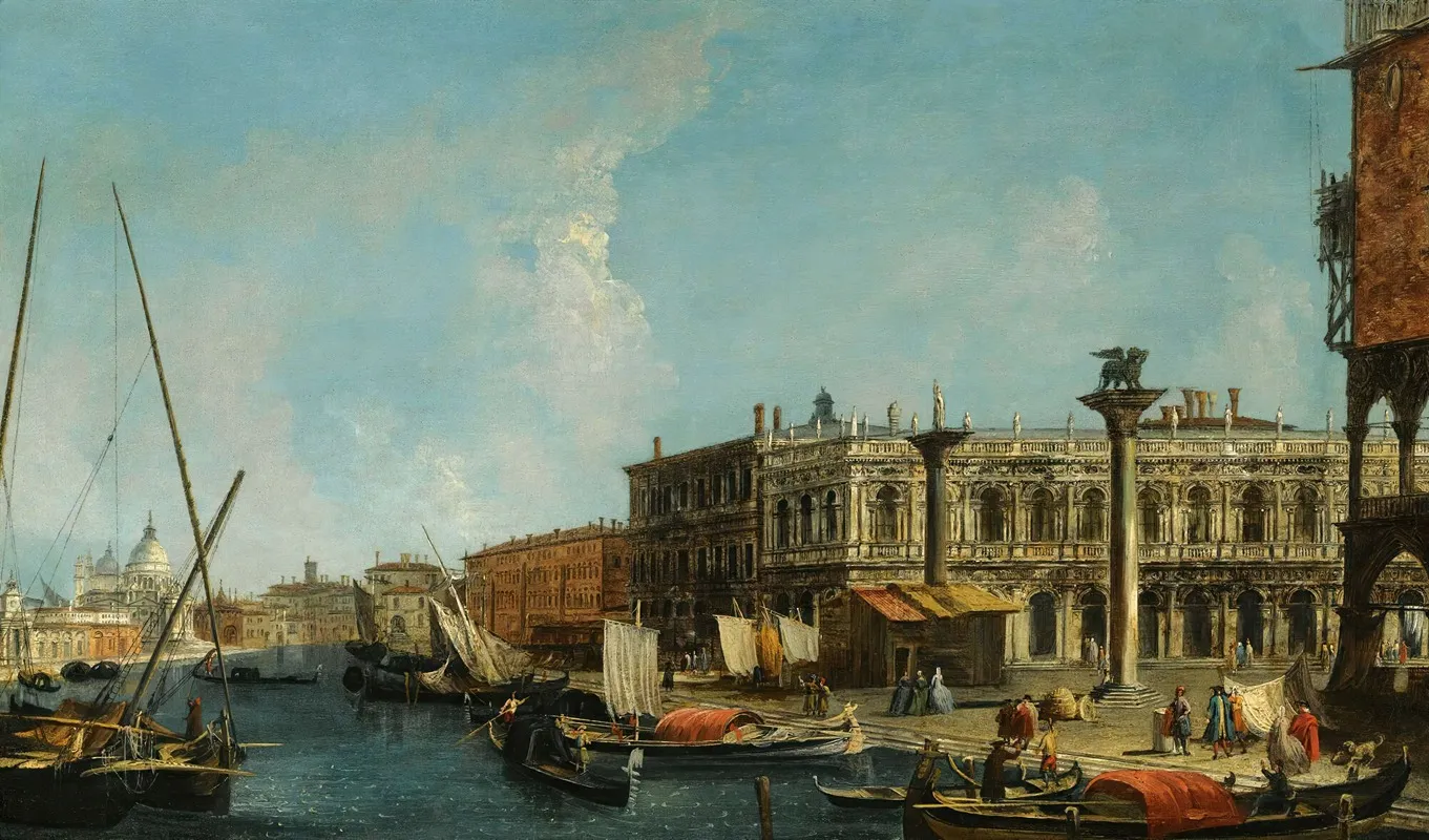 Venice A View Of The Molo From The Bacino Di San Marco With The Piazzetta And The Entrance To The Grand Canal