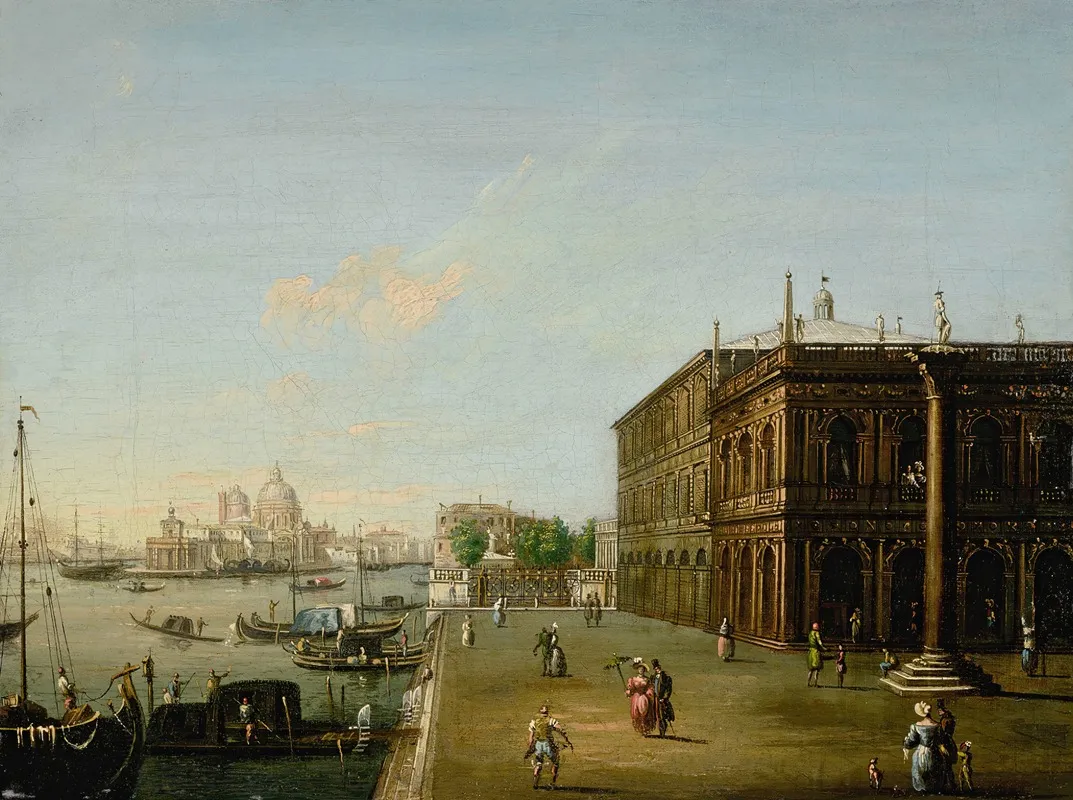 Venice A View Of The Molo With The Libreria Wall Art by Giuseppe Borsato - High-Resolution Digital Print