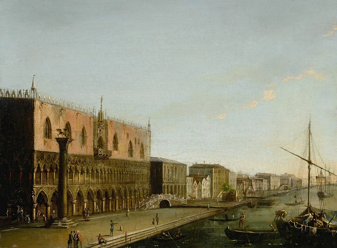 Venice A View Of The Molo With The Palazzo Ducale Wall Art by Giuseppe Borsato - High-Resolution Digital Print