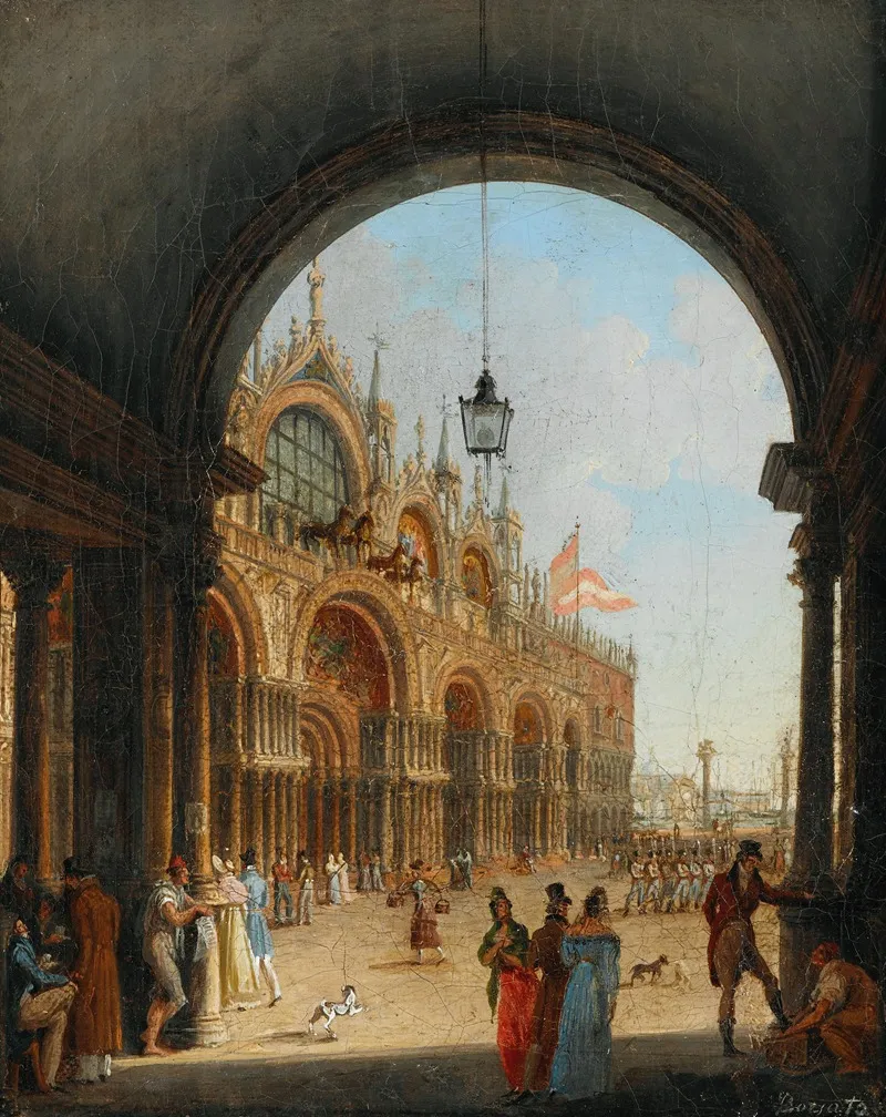 Venice A View Of The Piazzetta Di San Marco From The Arco Dellorologio Wall Art by Giuseppe Borsato - High-Resolution Digital Print