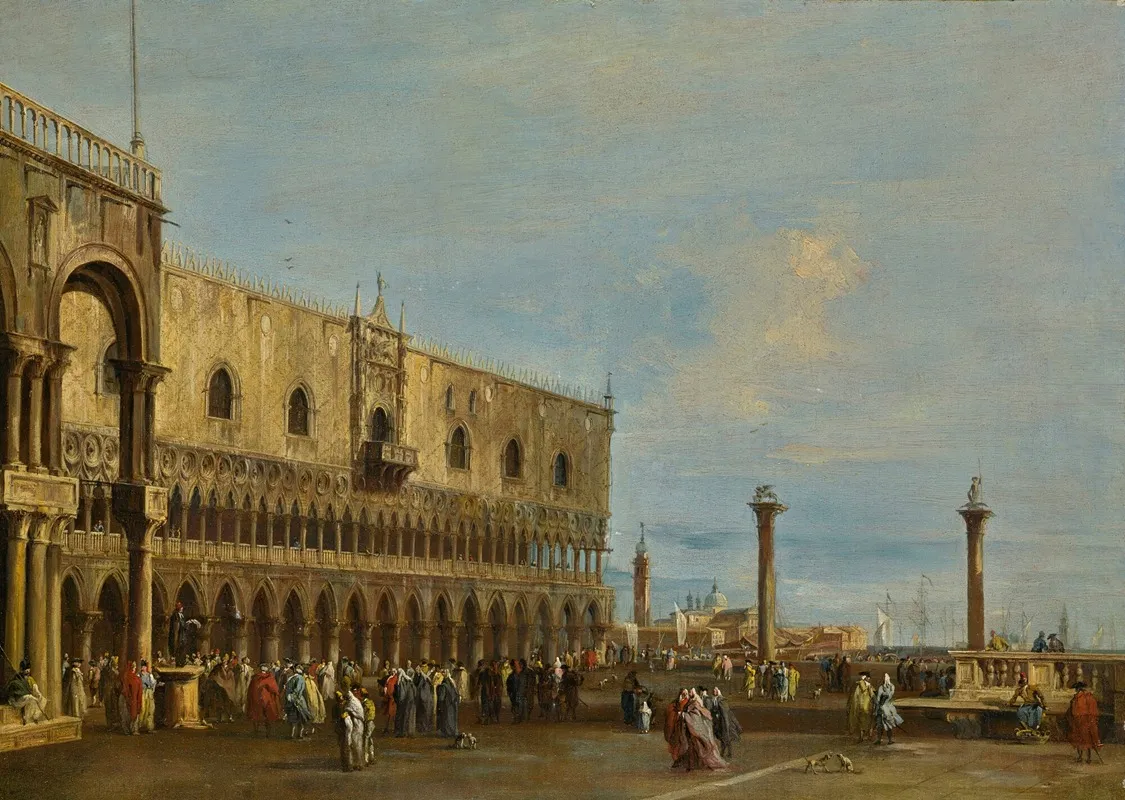 Venice A View Of The Piazzetta Looking South With The Palazzo Ducale Wall Art by Francesco Guardi - High-Resolution Digital Print