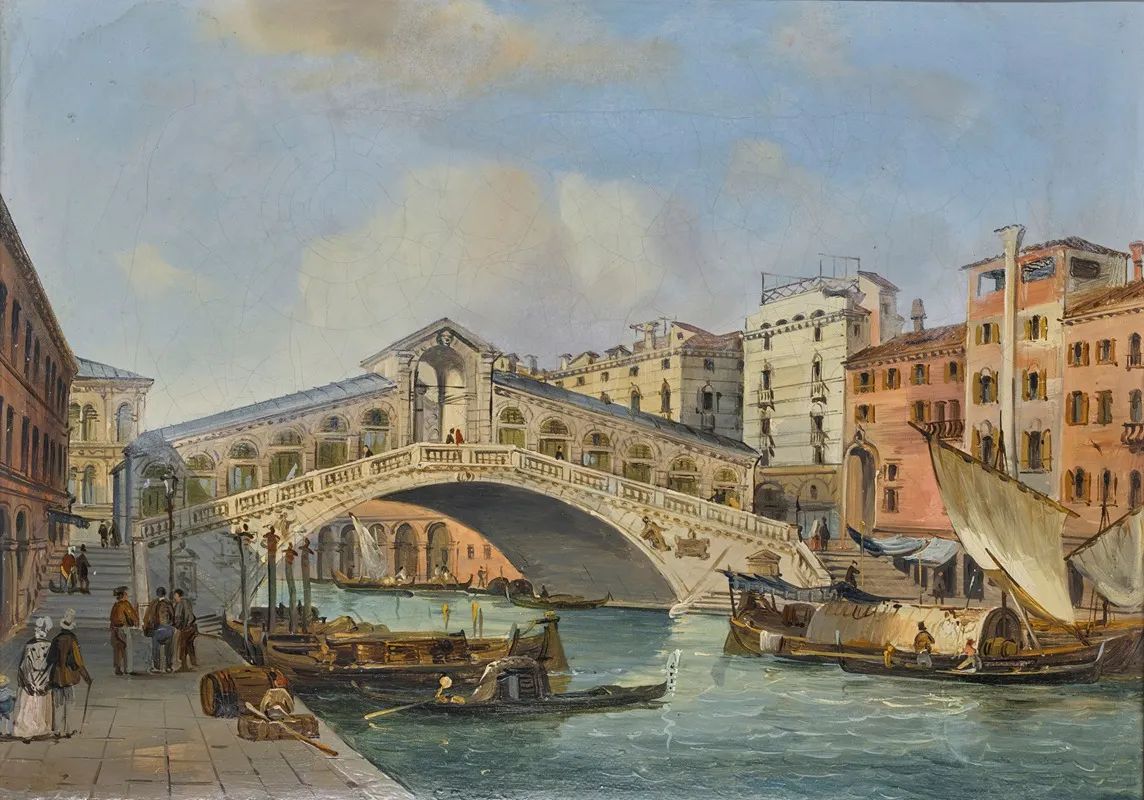 Venice A View Of The Rialto Bridge From The South Wall Art by Carlo Grubacs - High-Resolution Digital Print