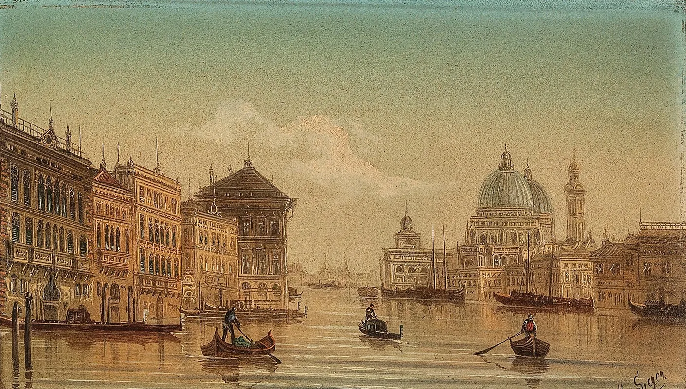 Venice Canal Grand S Maria Della Salute Venezia Wall Art by August Von Siegen - High-Resolution Digital Print