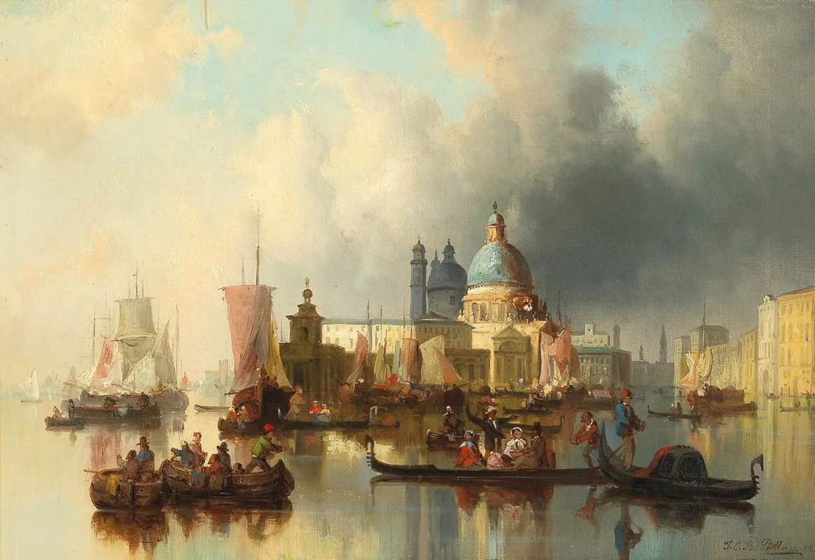 Venice Hustle And Bustle By The Punta Della Dogana And Santa Maria Della Salute
