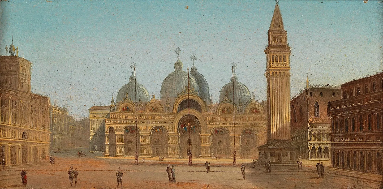 Venice St Marks Square And St Marks Basilica Wall Art by August Von Siegen - High-Resolution Digital Print