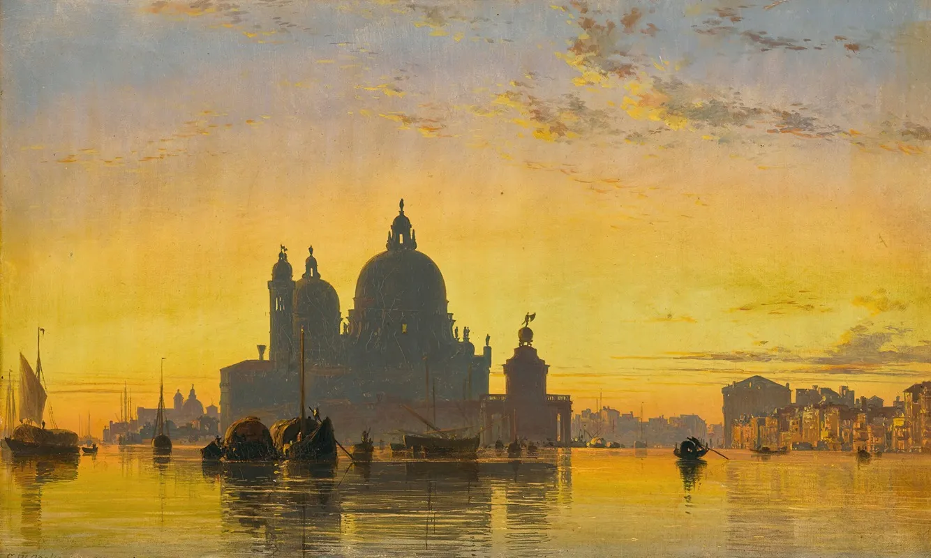 Venice Sunset Behind The Church Of Santa Maria Della Salute