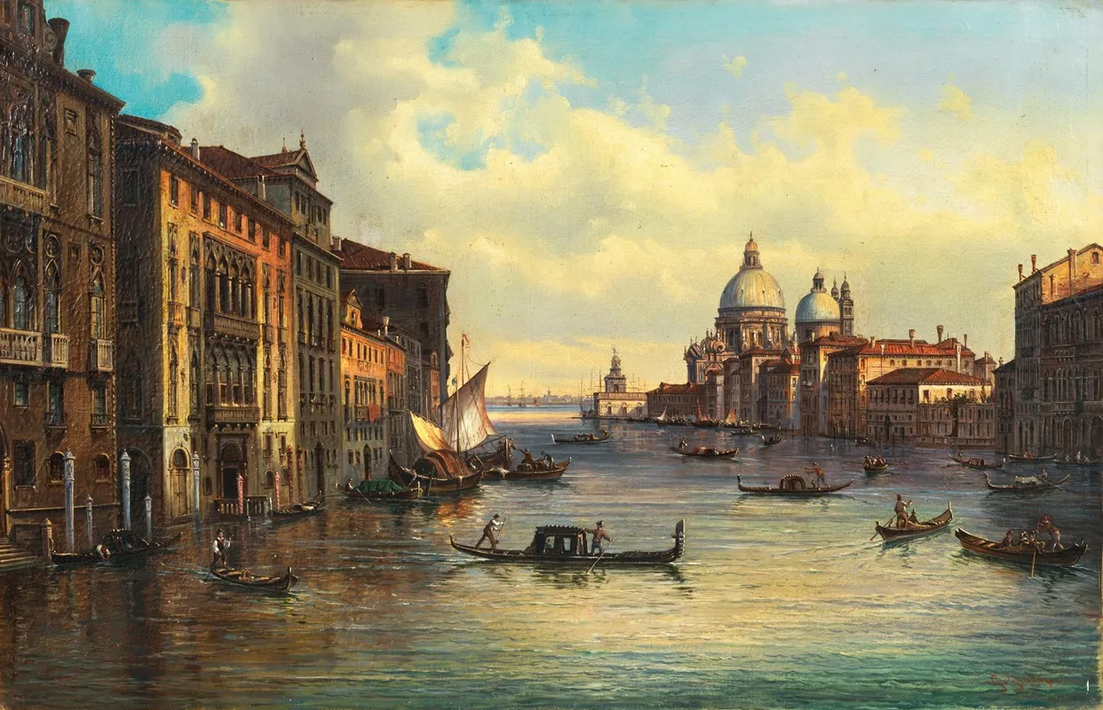 Venice The Grand Canal With Santa Maria Della Salute And Punta Della Dogana In The Distance