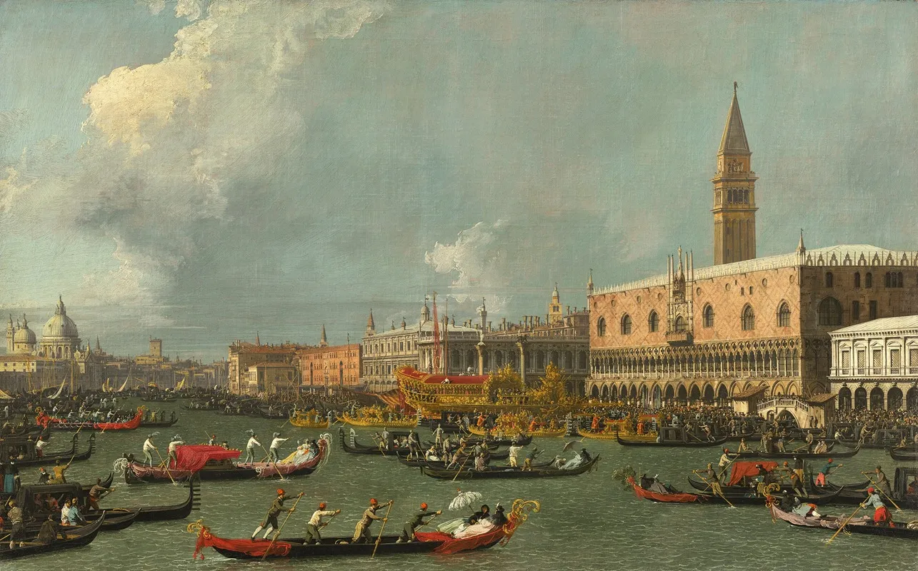 Venice The Return Of The Bucintoro On Ascension Day Wall Art by Canaletto - High-Resolution Digital Print